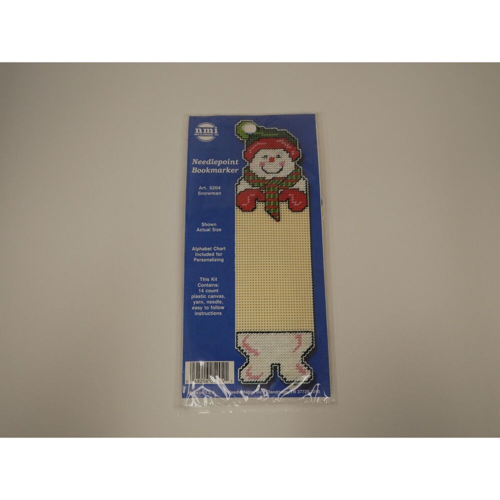 Vintage Needle Magic Snowman Needlepoint Bookmark Kit Christmas NIP